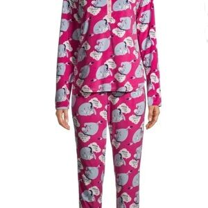 Disney Eeyore Fleece Pajama 2Pc Set Sleep Wear Womens Sz XS Pink Winnie The Pooh